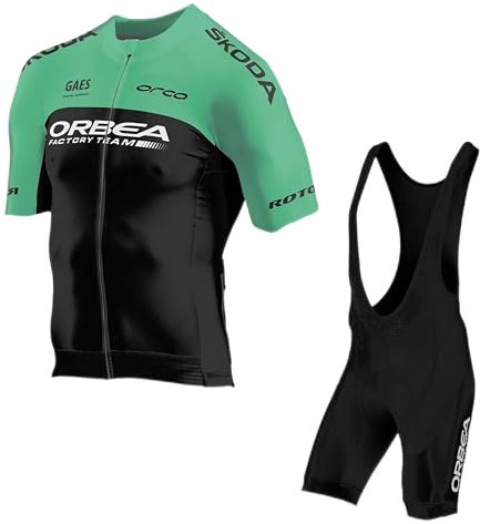 louizumify Mono Ciclista Profesional de Manga Corta para Hombre, Tejido de Alta Elasticidad, Transpirable y de Secado rápido, protección Solar, 3 Bolsillos