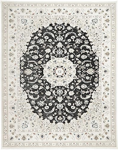 Oskui Carpets NAIN Klassischer Orientteppich - Feines Design für Schlafzimmer und Wohnzimmer - Dunkel Blau/Medallion - Oeko-Tex Standard 100, Strapazierfähig (400 x 300 cm, Rechteckig)