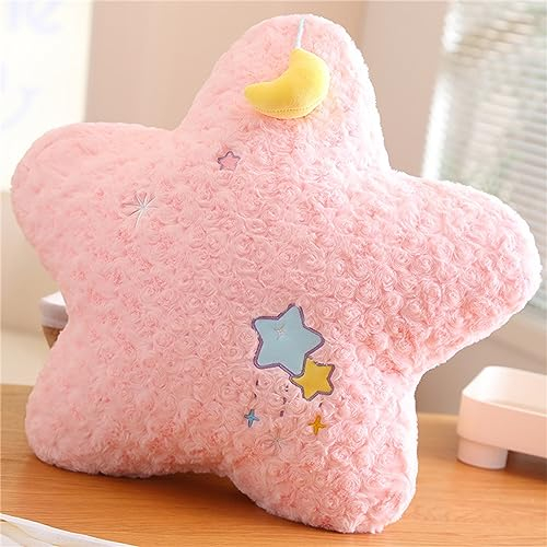 Herfair Sternenkissen Kissen Deko,Sterne Kissen Kinderzimmer,Cartoon Sterne und Mond Kissen,Kinderzimmer Wohnzimmer Schlafzimmer Dekoration (Rosa Stern)