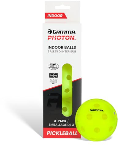 Gamma Sports Photon Pickleball-Bälle für den Innenbereich, USAPA-zugelassen, Pickleball-Zubehör, 03 Stück
