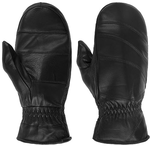 Lipodo Lederfäustlinge Handschuhe - Unisex-Design - Wärmeisolierend - Herbst/Winter - Damen/Herren schwarz L