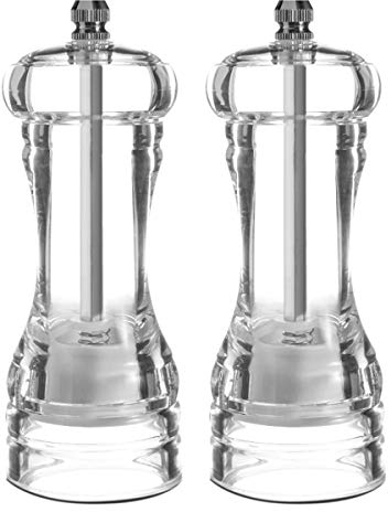 Set macina sale e pepe, saliera e pepiera con corpo in acrilico, finestra visibile, macinazione in ceramica