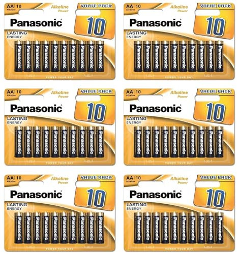 PANASONIC Lot de 6 Blisters de 10 Piles Alcaline Power Bronze LR6 AA 1.5 V