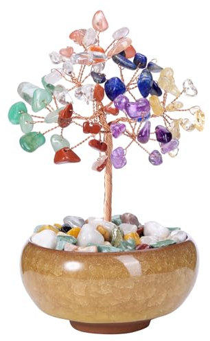 JSDDE Chakra Feng Shui Baum, Heilsteine Edelsteine Baum, Geldbaum, Lebensbaum Deko, Kristallbaum, Glücksbringer Spirituelle Feng Shui Deko (Chakra)
