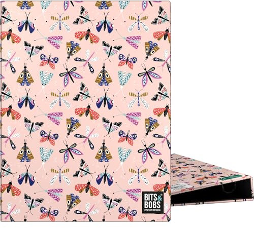 Grafoplás Ringbuch A5 | 4 runde Ringe 20 mm | Softlaminierung | Bits&Bobs Pop Up Design | Butterfly | Perfekt für Dokumente im Zimmer | FSC-zertifiziert