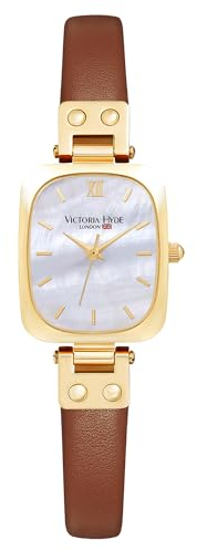 VICTORIA HYDE Dainty Armbanduhr Damen Rechteckige Uhren für Frauen Quarzwerk mit Edelstahl- oder Lederarmband