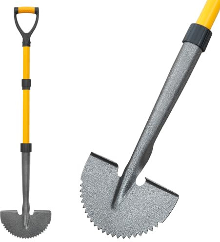 COSITA Edger Lawn Tool, 41-inch Manual Lawn Edger for Grass, Half Moon Hand Edger Tool with D-Grip, Metal Saw Tooth Garden Edger with Long Handle for Sidewalk, Yard