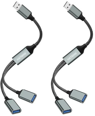 HATMINI USB Splitter Cable USB 2.0 Male to Female Power Cord Multi USB Port Extender Cable for Data Transfer and Power Charging, Compatible with Keyboard, Desktop, Television, Laptop, Printer (USB A)