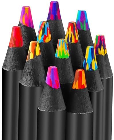Surcotto Regenbogenstifte 12 Farben, Besondere Stifte für Kinder &Erwachsene, Jumbo Buntstifte für kreatives Malen & Basteln, Dicke Buntstifte Mischfarben, Mehrfarbige Malstifte ab 6 Jahren