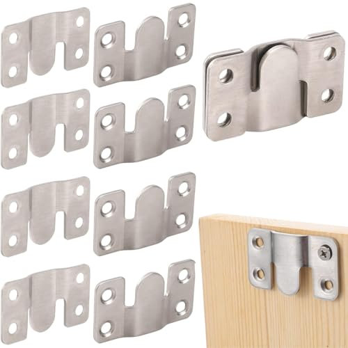 AORVYUI 10 Pezzi Staffa di Montaggio Nascosta Fibbia Incastro, Ganci per Foto in Acciaio Inossidabile, Connettore Incastro Montaggio Parete per Appendere Immagini Specchi Cornici Testiere