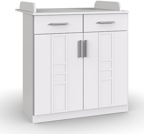 Lomadox Babyzimmer Wickeltisch Wickelkommode mit Zwei Schubkästen in weiß modern