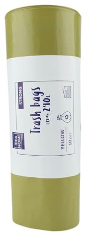 IDEA HOME 10 Unidades Bolsas de Basura LDPE para Reciclar - Extra Resistentes Bolsas Basura Separación de Residuos, Fuerte, 240L, Amarillo