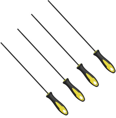 Eruceky 4 PCS Lima Per Motosega, 4,0 mm Lima per Motosega, Lima per Motosega con Manico, Adatto per Motoseghe e Facile da Impugnare