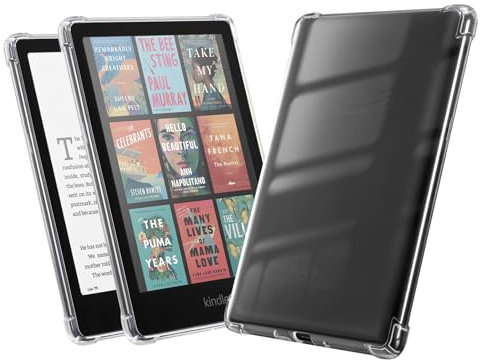 RSAquar Étui Transparent pour Kindle Paperwhite 2024 (12e Génération) et Kindle Colorsoft Signature Edition de 7 Pouces - Coque Arrière en Silicone Léger et Anti-Rayures