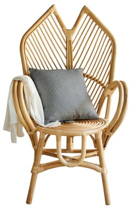 Rattanstuhl Gartenstühle Mid Century Modern Akzentstuhl, Rattan-Esszimmerstuhl mit Armlehne, bequemer Rückenlehnenstuhl, Liegestuhl for Wohnzimmer, Schlafzimmer für Garten， Terrasse， Balkon