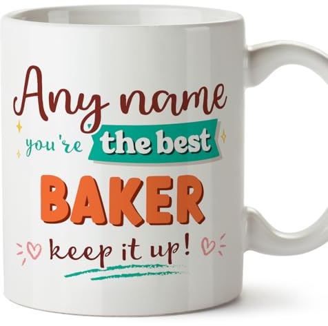 MUGFFINS Personalised Mug for Baker Woman - in English - Keep it up! - Funny Custom Gift for Colleagues - Ceramic 11oz Mug