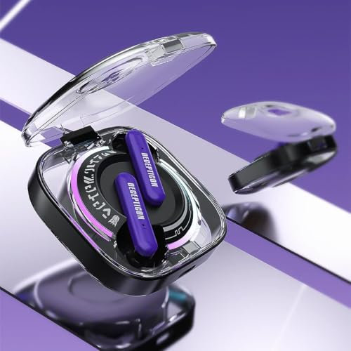 Transformers TF-T03 - Auriculares inalámbricos TWS con Bluetooth con efecto de luz giratoria, color morado (Decepticon)