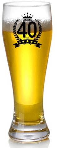 Geschenke zum 40. Geburtstag für Männer, Bierglas für Vater, Großvater, Ehemann, Onkel, Bruder, beste Freunde, Freund, Oma Opa Geschenk zum Weihnachten Vatertag, Weizenbierglas 0,5l (40)