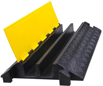 ZincOrange Rampe Protettive per Cavi in Gomma, Copri-Cavi in Gomma Commerciale per la Protezione dei Cavi in Parcheggi, Strade, Magazzini e Case (2 grandi canali,confezione da 1)