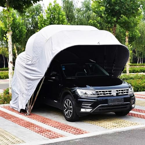 WTTTTW Carport Mobile, Carport Retrattile Idraulico, Carport semiautomatico Antipioggia e Freddo, Tenda Pieghevole per Auto, Garage Esterno Portatile, Grigio,19x8.2x8ft