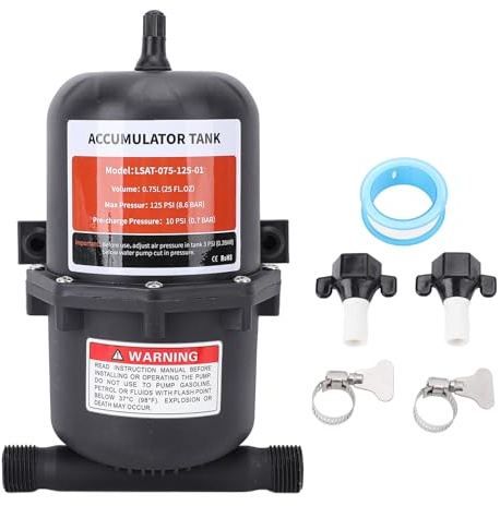 Réservoir D'Accumulateur pré-pressurisé de 0,75 L 125 PSI, Accumulateur de Camping-car, Contrôle des Débits de Pompe à Eau avec Port MNPT de 1/2Pouce,pour Caravane Marine de Bateau