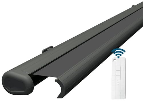 Eclipse Vollkassettenmarkise elektrisch 5,6x3,5 m basaltgraues Gehäuse Markise Balkon Terrassenüberdachung Gelenkarm Polyacryltuch UV-Schutz 50+ Smarthome-fähiger Dooya Motor, Markisentuch: Grau