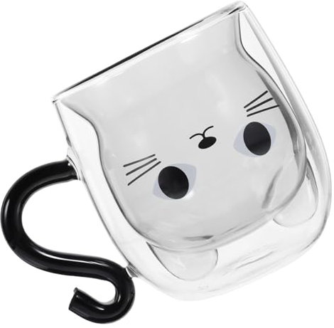 OFFSCH Tazza Forma Di Gatto Tazza Da Tè Trasparente Coppia Di Tazze Forma Di Gatto Trasparenti Forniture Per Feste Di Matrimonio