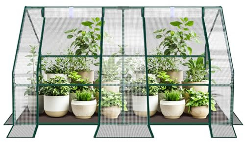 Ansobea Kleines Gewächshaus Tomatenzelt mit UV-beständiger PE-Folie Platzsparendes Folien-Treibhaus aus Stahl für Garten und Balkon