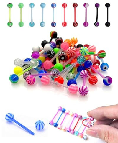 MYGLOAR 40 Stück Zungenpiercing-Ersatz-Piercingkugeln, Zungenpiercing, Zungenpiercing-Set, 5 mm Acryl 14G Kugel Nippel Barbell Piercing Körperschmuck