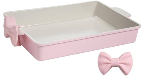 Paris Hilton Deluxe-Bratpfannen-Set, strapazierfähig, antihaftbeschichtet, mit Silikongriffen, 33 x 22,9 cm, Rosa