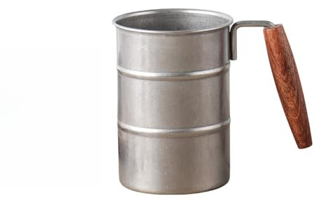 ROSSRORE Wooden Handle Stainless Stein Mug, 370ml–Shatterproof Camping Cup Dishwasher-Safe, Freezer-Tolerant Campfire-Resistant The Ultimate Gift for Beer Aficionados Outdoor Adventurers