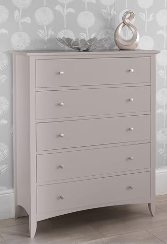 Edward Hopper Large Wooden Chest of Drawers | W100, H120, D42 cm | Assembled Solid 5 Drawer Bedroom Storage Furniture (truffle)