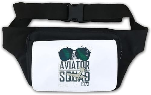 Aviator Squad Sonnenbrille und Flugzeug-Grafik-Hüfttasche, Bauchtasche, Weiß