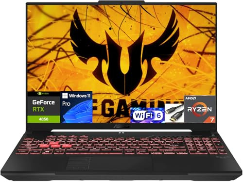 ASUS Computer portatile TUF Gaming A16: AMD Ryzen 7 7445HS, display Full HD+ da 16 pollici a 145 Hz, NVIDIA GeForce RTX 4050, RAM DDR5 da 24 GB, SSD da 512 GB, tastiera retroilluminata, Windows 11