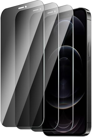 QZYWIKA Protection écran pour iPhone 12 Pro Max, Anti espion 3 Pièces, Film en verre trempé de dureté 9H Anti-Rayures Anti-Empreinte Installation Facile
