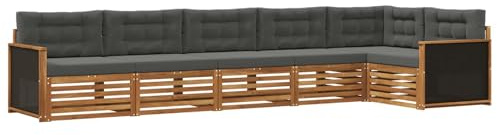 vidaXL Outdoor-Sofagarnitur 6 pcs Natur und Anthrazit, Patio-Sofa, langlebige Gartensitzmöbel, modernes Lounge-Set für Komfort im Freien