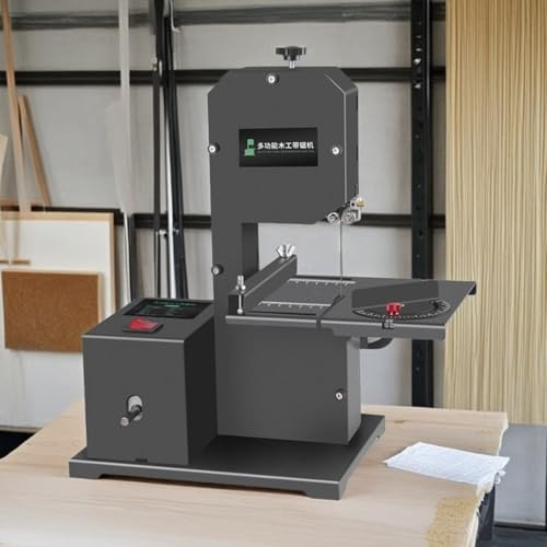 Sega a nastro compatta da 800 W, macchina da taglio per legno 3 in 1 con altezza di taglio 70 mm, gola 90 mm, tavolo inclinabile 0-45°, mola e kit di lucidatura per officina da banco