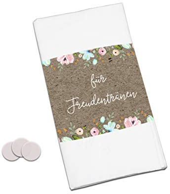 Nastami 50 x Banderole Für Freudentränen Hochzeitsdeko, Taschentuch Banderolen