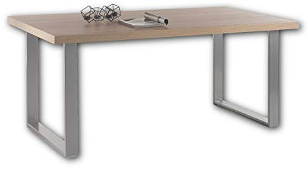 Stella Trading Esstisch in Eiche Sonoma Optik - Robuster Esszimmertisch mit Metallgestell für Ihr Wohn- & Esszimmer - 180 x 77 x 90 cm (B/H/T)