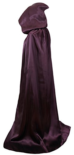 VGLOOK Unisex vuxen full längd mantel med huva kostym party cape bröllopskappa lila