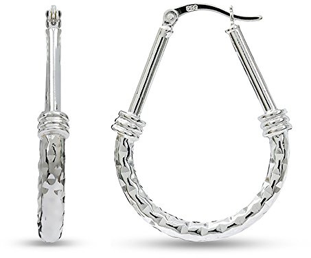 LeCalla Sterling Silber Schmuck Italian Design Tropfen-Form-Band-Ohrringe für Frauen