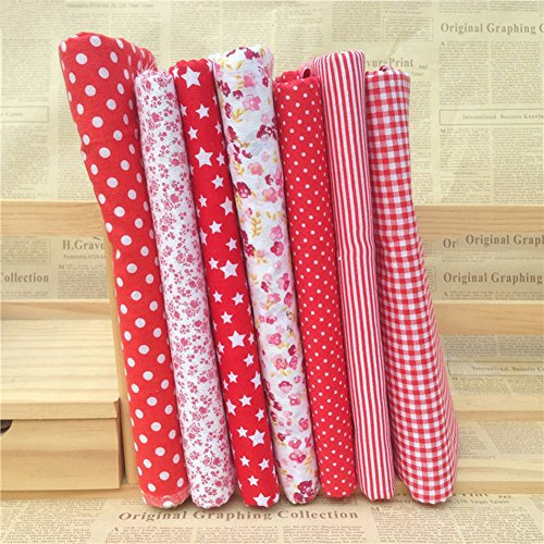 Lot de 7 coupons de tissu Gemini_mall en coton à motif (25 cm x 25 cm) pour patchwork, couture, DIY, scrapbooking, couette rose