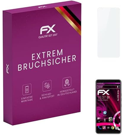 atFoliX Glasfolie kompatibel mit HTC U12+ Panzerfolie, 9H Hybrid-Glass FX Schutzpanzer Folie