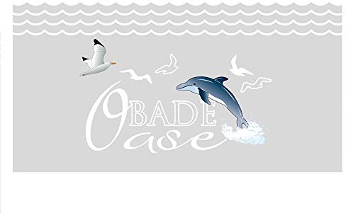 GRAZDesign Fensterfolie Bad Blickdicht Delfin - Sichtschutzfolie maritim Badezimmer - für Dusche & Fenster - 80x57cm / Silbergrau