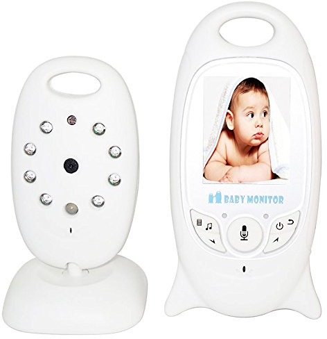 Moniteur Bébé, Moniteur Vidéo pour Bébé Sans Fil, Écran LCD, 2.4 GHz Vidéo Numérique, Vidéosurveillance Audio Bidirectionnelle Nocturne Vision - 【Blanc】