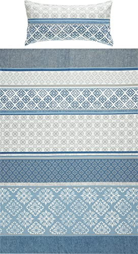 Erwin Müller Bettwäsche Flanell blau Größe 155x220 cm (40x80 cm)