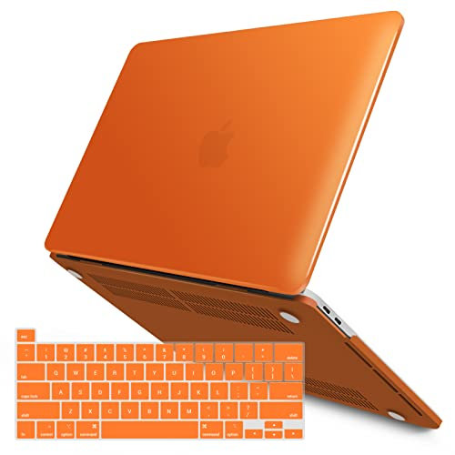 iBenzer MacBook Pro 13 Zoll Hülle 2018 2017 2016 Release A1989 A1706 A1708, Soft Touch Hard Case Hülle für Apple MacBook Pro 13.3 mit / ohne Touch Bar, Orange, MMP13T-OR + 1A