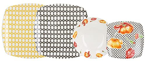 Tognana Servizio da Tavola 18 Pezzi Poppies New Bone China 6 Piani 6 Fondi 6 Frutta