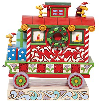 Enesco Jim Shore Peanuts Woodstock's Christmas Train Caboose Figur, Mehrfarbig