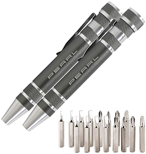 PEARL Schraubenausdreher: 2er Pack 8in1-Schraubendreher im Kugelschreiber-Design (Brillen Schraubendreher, Schraubendreher unterwegs, Feinmechaniker)